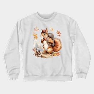 Watercolor Adventure Squirrel #11 Crewneck Sweatshirt